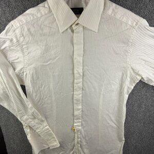 Eton Ganghester 16 Button Up Shirt White Men Cotton French Cuff Striped Designer